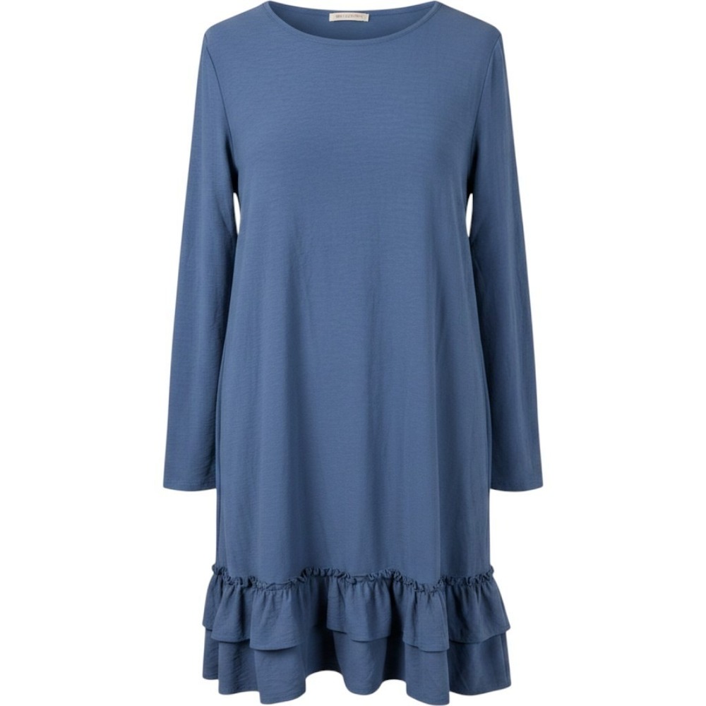 You & Me Women Blue Long Sleeve Ruffle Hem Shift Dress Small YMD10065V preppy